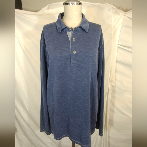 Tommy Bahama Other - Tommy Bahama men blue Henley light weight sweater, Long sleeve, 1/2 button, L